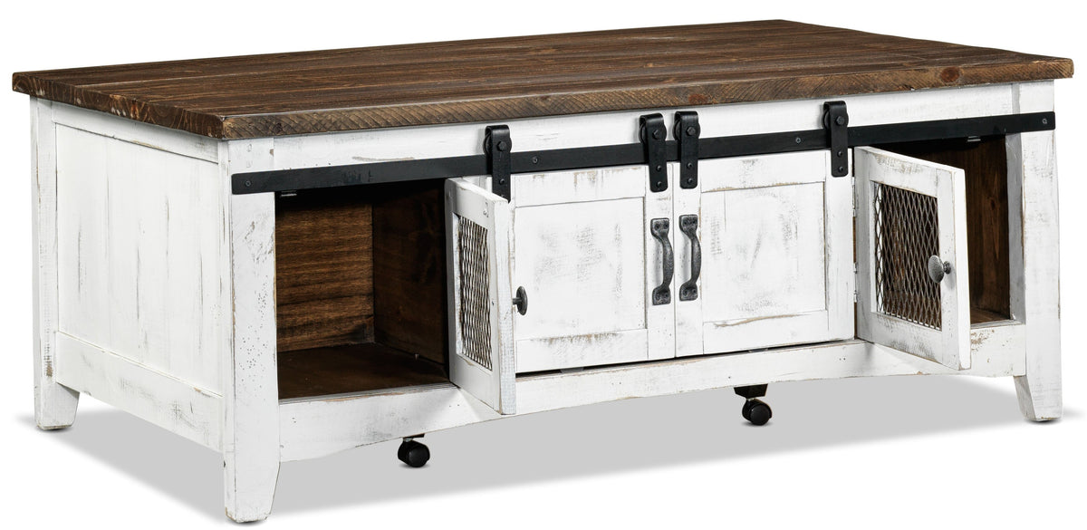 Pueblo 50" Coffee Table - Weathered White