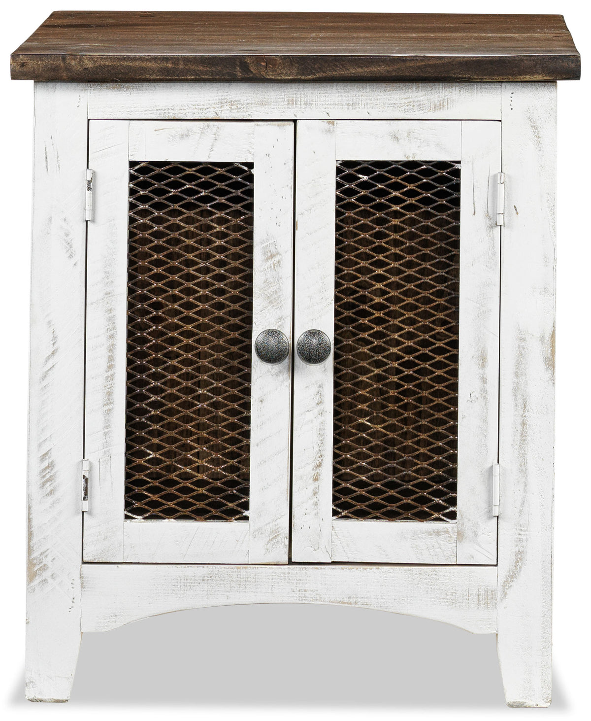 Pueblo 22.75" End Table - Weathered White
