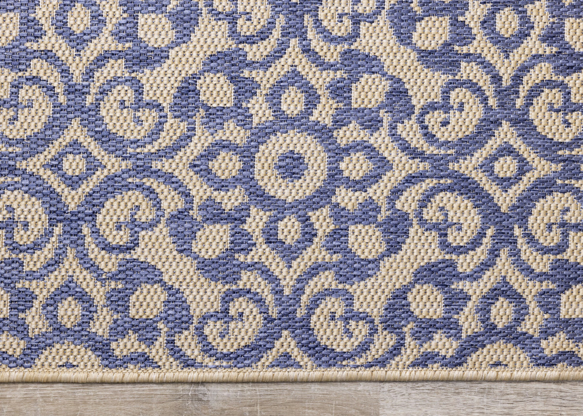 Camby 7'10" X 10'6" Indoor/Outdoor Elaborate Rug - Blue Beige Area Rug