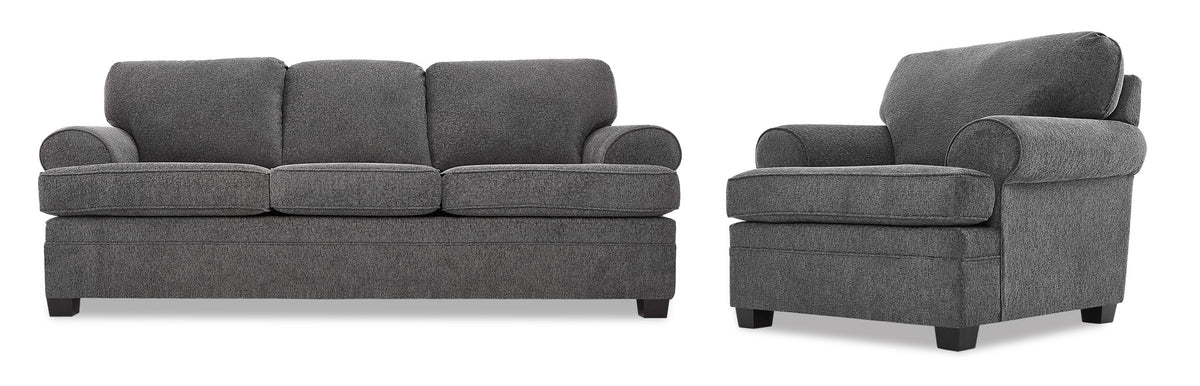 Calliope Sofa and Chair Set - Smoke