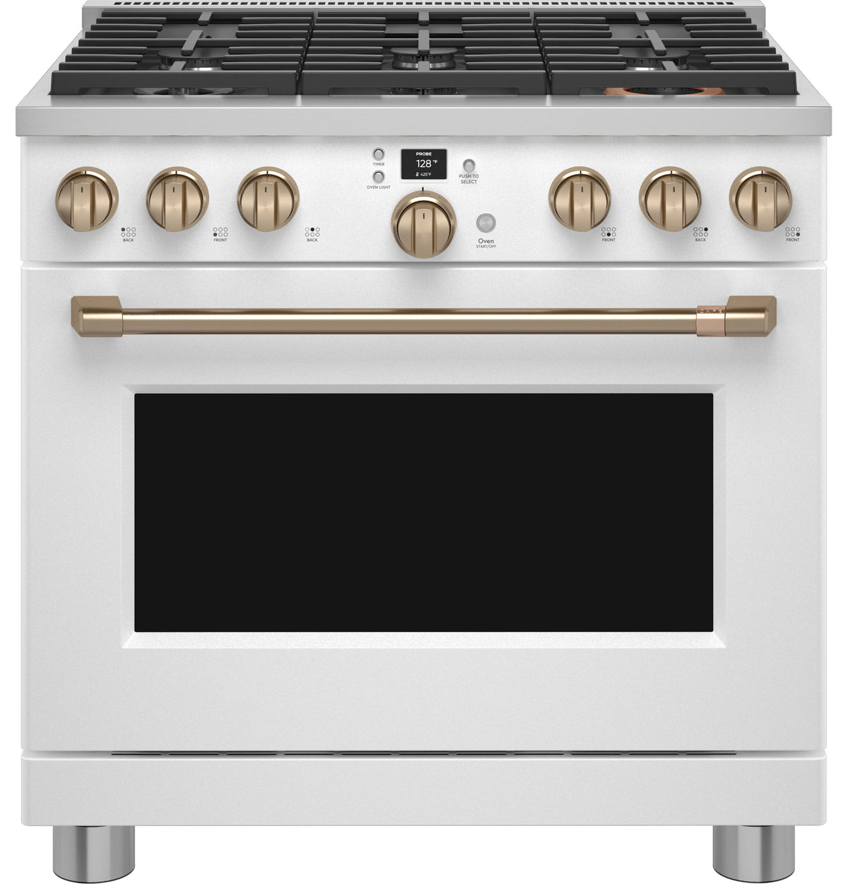 Café Matte White 36" Commercial-Style 6-Burner Dual-Fuel Smart Range with Air Fry (5.75 Cu.Ft) - C2Y366P4TW2