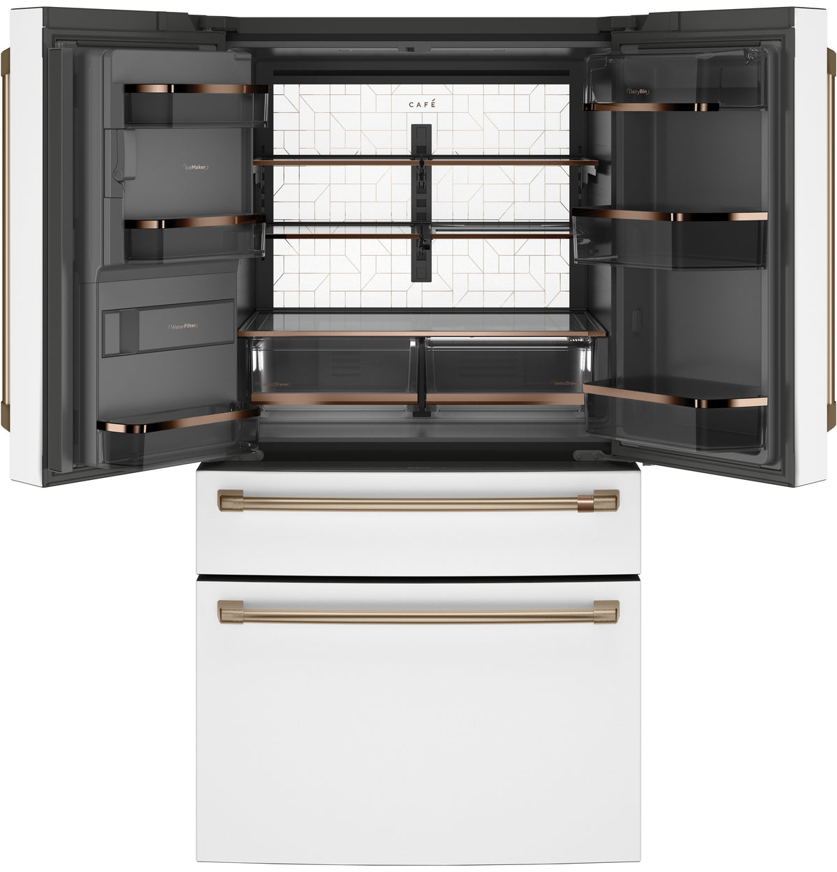 Café 36" 27.8 Cu. Ft. Matte White 4-Door French Door Refrigerator - CVE28DP4NW2