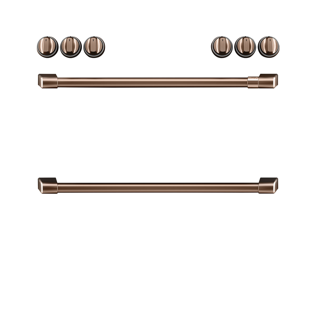 Café™ Brushed Copper Front Control Induction Knobs and Handles Set - CXFCHHKPMCU