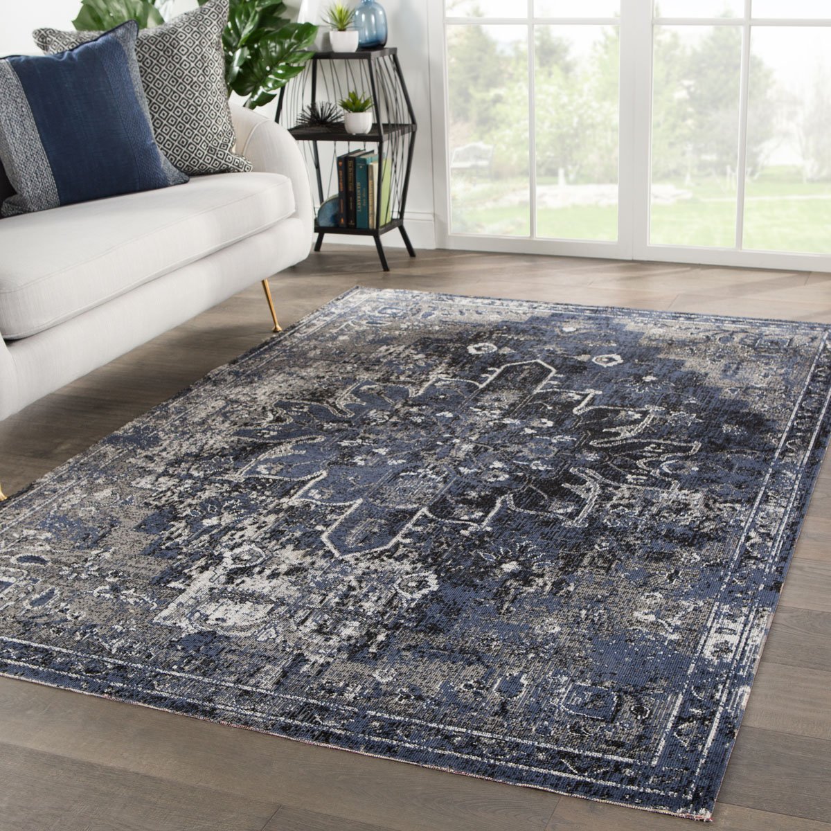 Mikras V Area Rug - 7'6" X 9'6" - Blue/Black