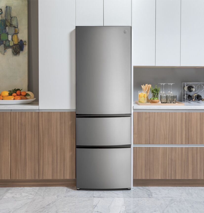 GE 24" 11.9 Cu. Ft. Stainless Steel Counter-Depth Bottom-Freezer Refrigerator - GLE12HSPSS