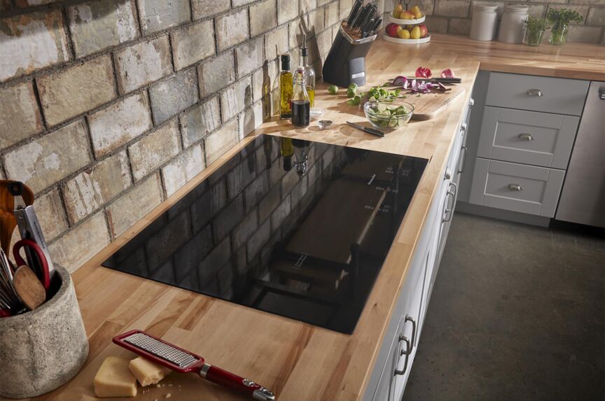 KitchenAid Black 30" Electric Cooktop with 5 Elements and Touch-Activated Controls - KCES950KBL