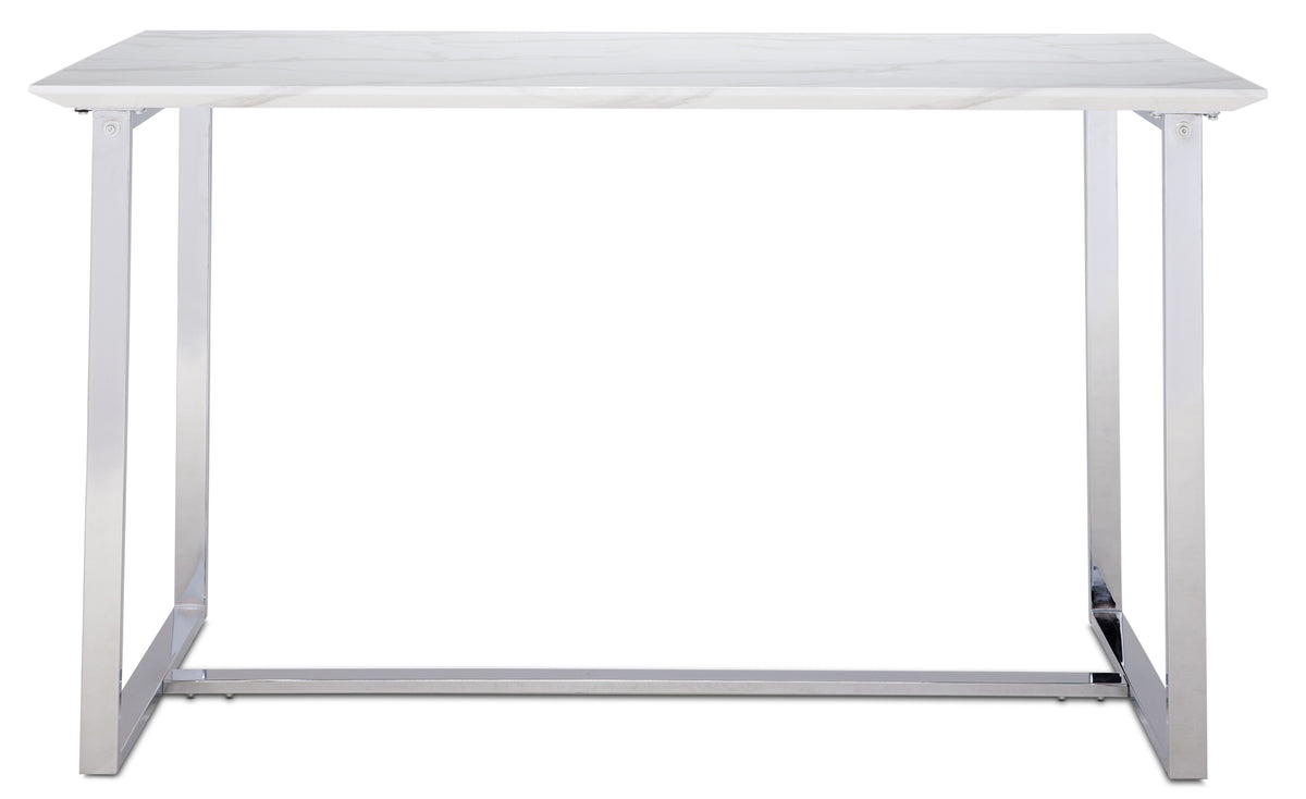 Skyline Counter Height Table - Faux Marble, White