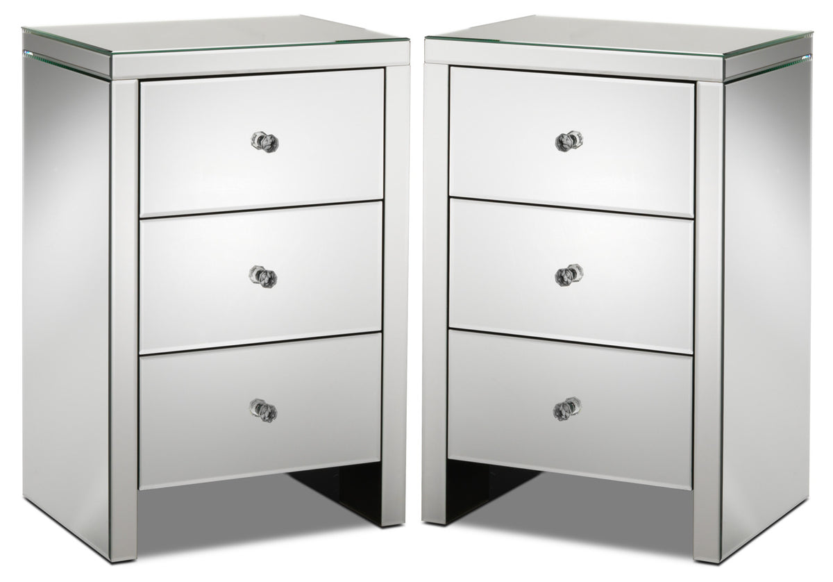 Illusion Set of 2 Night Tables - Mirrored Glass