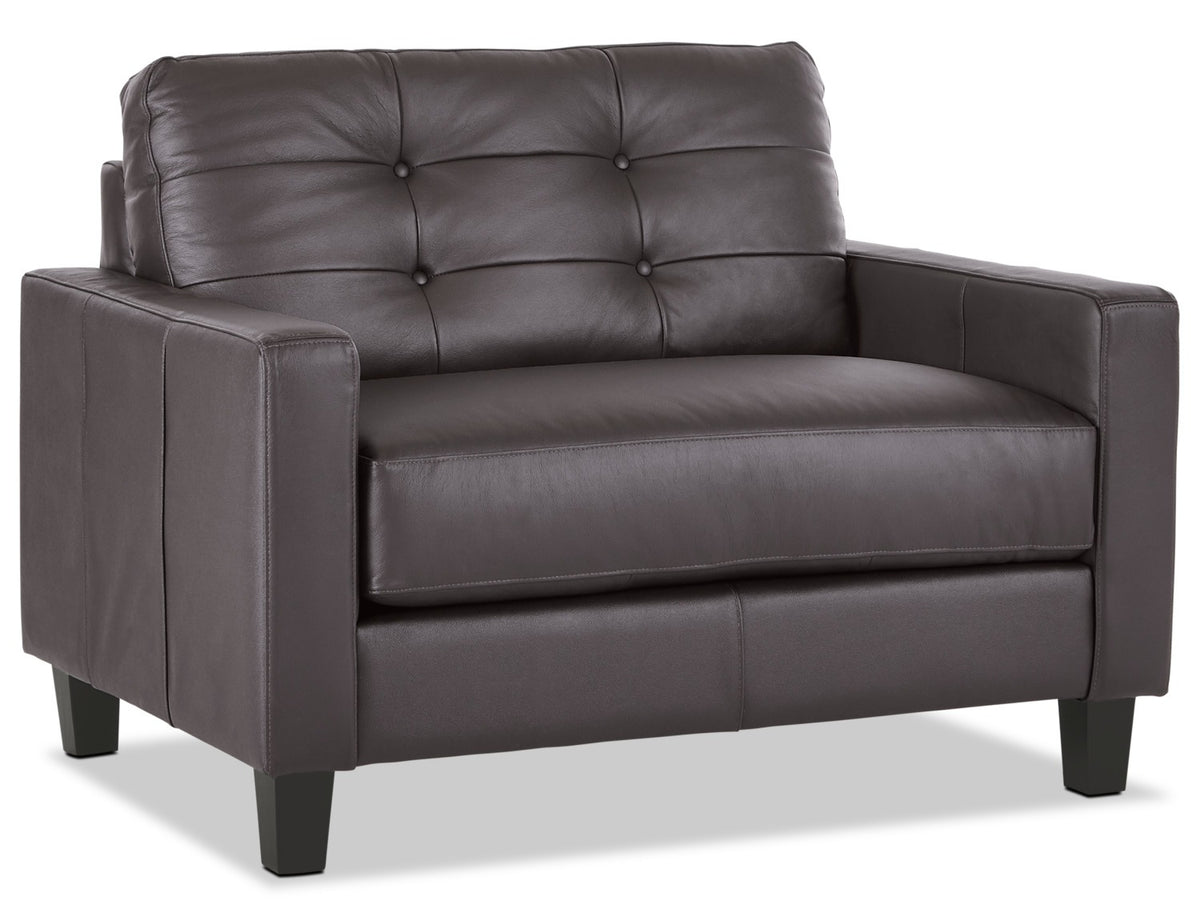 Kylie Leather Chair and a Half - Coffee