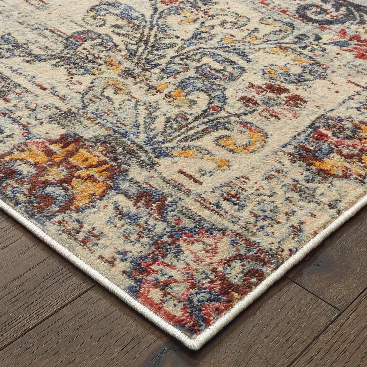 Paxton W047H7L Antiqued Scalloped Medallion Area Rug (9'10"X12'10")