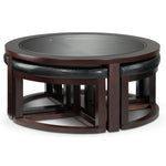 Emma Coffee Table w/ Four Ottomans - Espresso