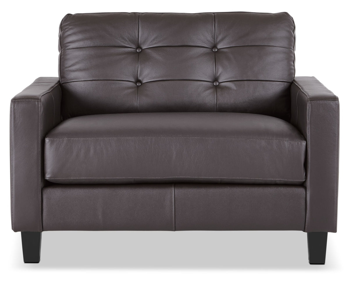 Kylie Leather Chair and a Half - Coffee