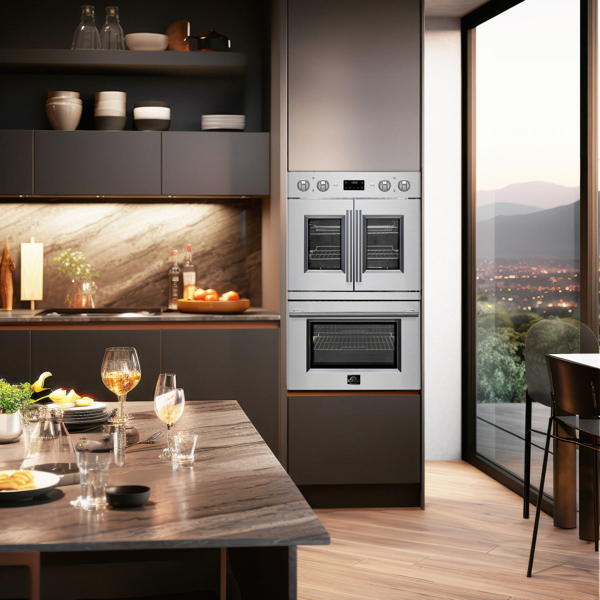 Forno Asti Stainless Steel 30" French Door Double Wall Oven With Dual True Convection And Air Fry (7.36 Cu. Ft.) - FBOEL1340-30