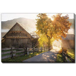 Sunlit Farm Lane Wall Art - Green/Brown - 22 X 28