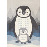 Kids Baby Penguin Area Rug - 5' X 8' - Grey/Blue