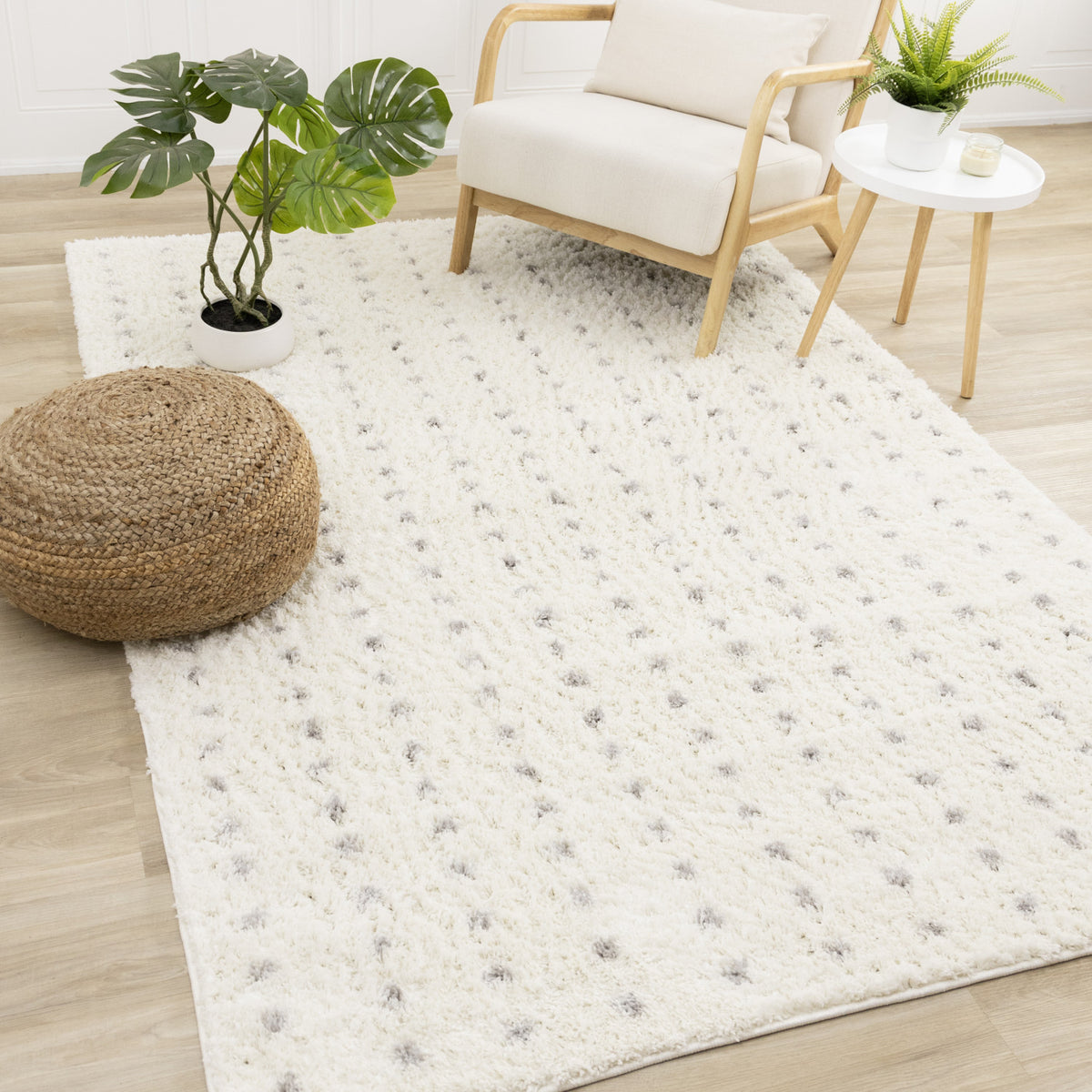 Palmer Casual Contemporary Speckled Area Rug - 5' X 8' - White/Grey