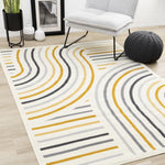 Functional Modern Curves Area Rug - 5' X 8' - Cream/Yellow