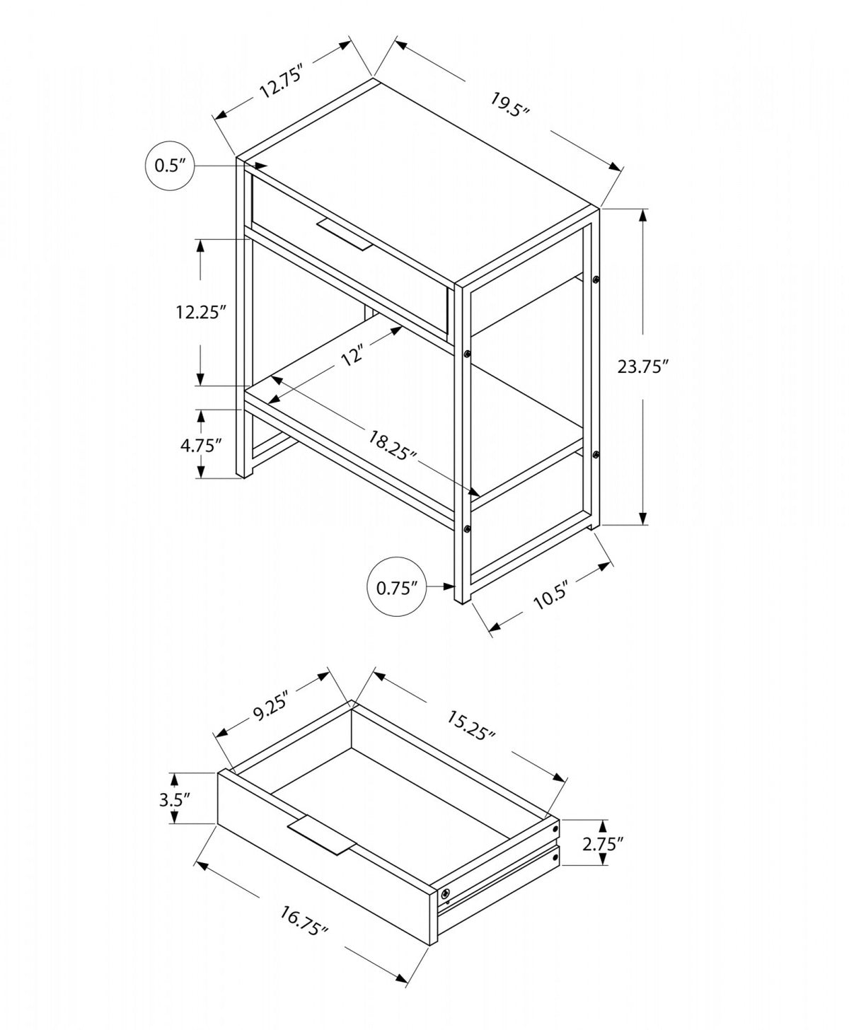 Tallen Side Table - White