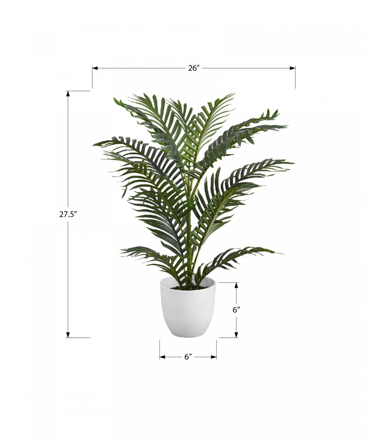 28" Palm Tree With 6" White Pot - Green