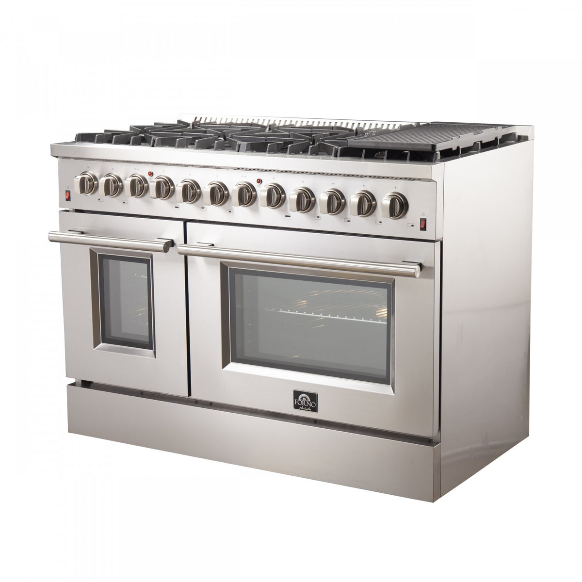 Forno Premium Stainless Steel Kitchen Package with 48" Dual Fuel Range and 2 28" Convertible Refrigerator/Freezer - FBDL-017-03CAUS