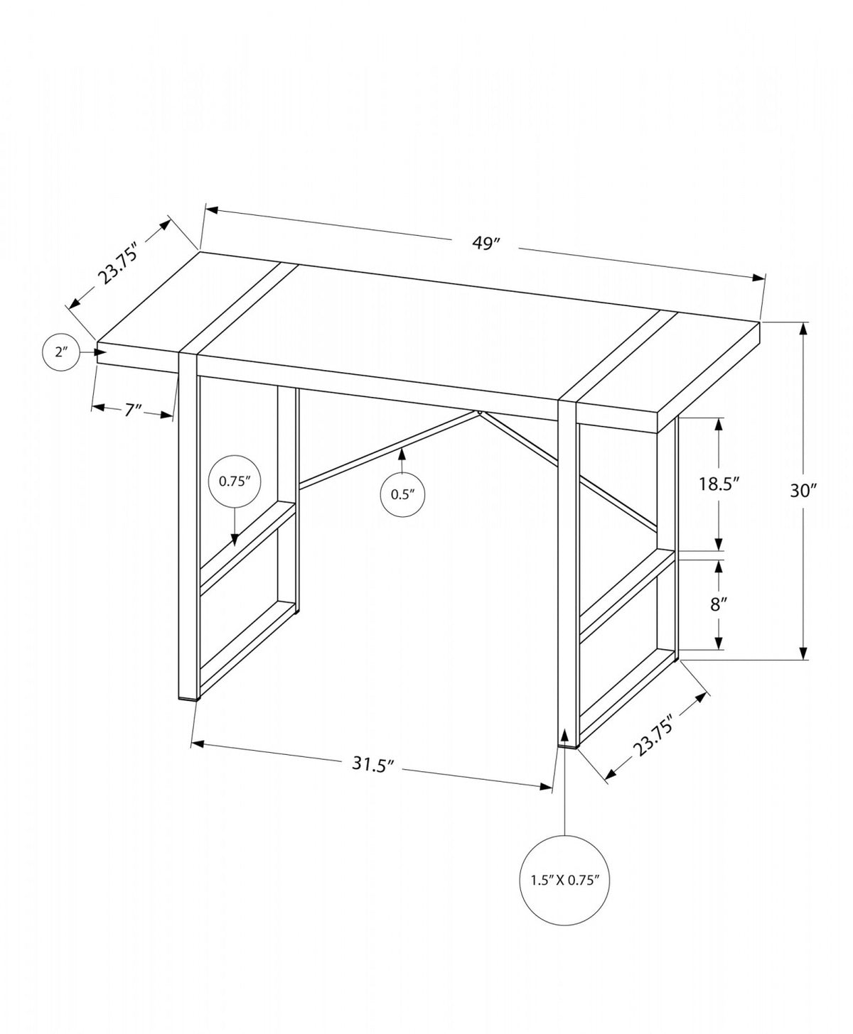 Dray Desk - Modern Grey