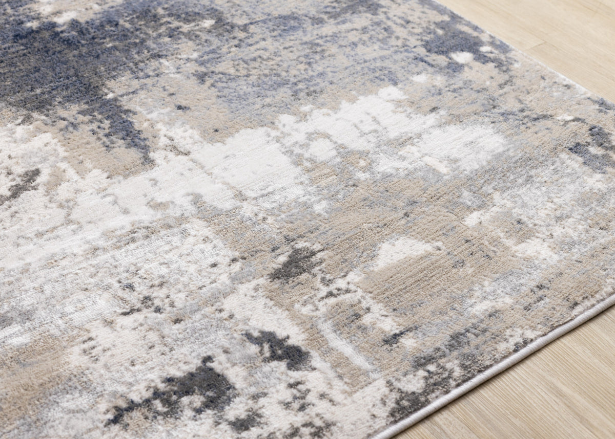 Logan Casual Contemporary Area Rug - 5' X 8' - Cream/Blue/Grey