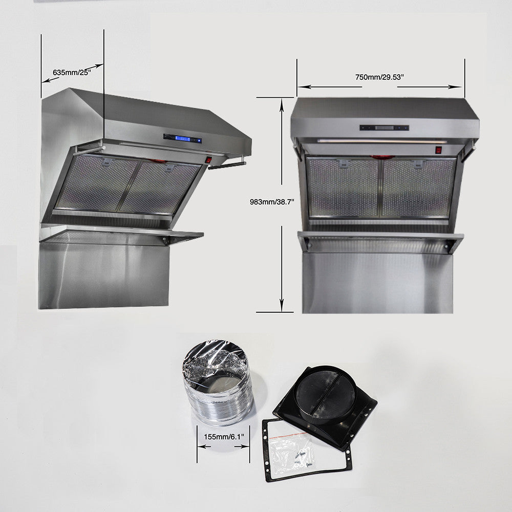 Forno Savona Stainless Steel 30" 600 CFM Wall Mounted Range Hood - FRHWM5029-30HB