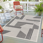 Assia Modern Outdoor Rug - 9' x 12' - Grey/Black