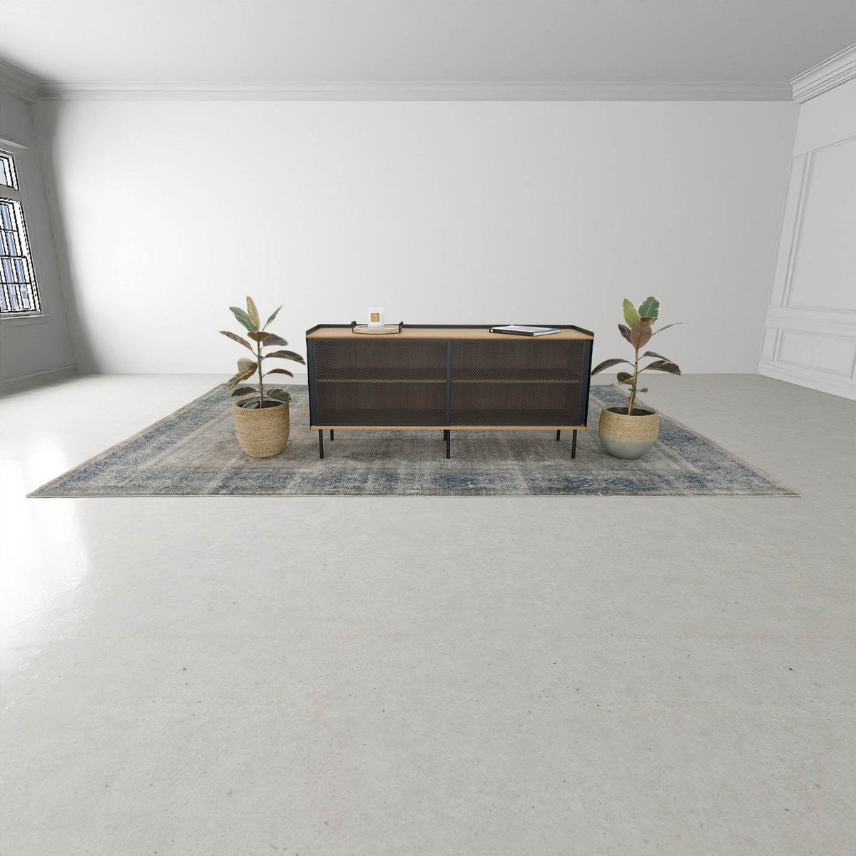 Wynmere Mixed Grass And Concrete Pot - Grey/Beige