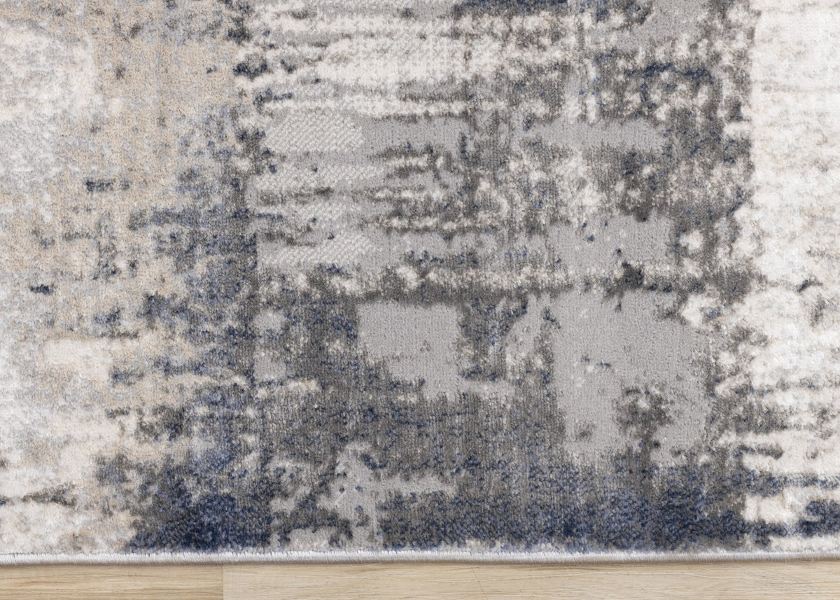 Logan Casual Contemporary Area Rug - 5' X 8' - Cream/Blue/Grey