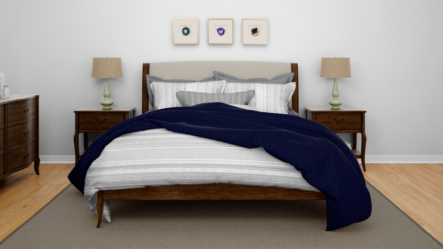 Cotton House Double/Queen Textured Blanket - Blue