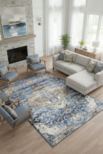 L2 Decor Emojy Area Rug 5' x 8' with Underpad - Blue
