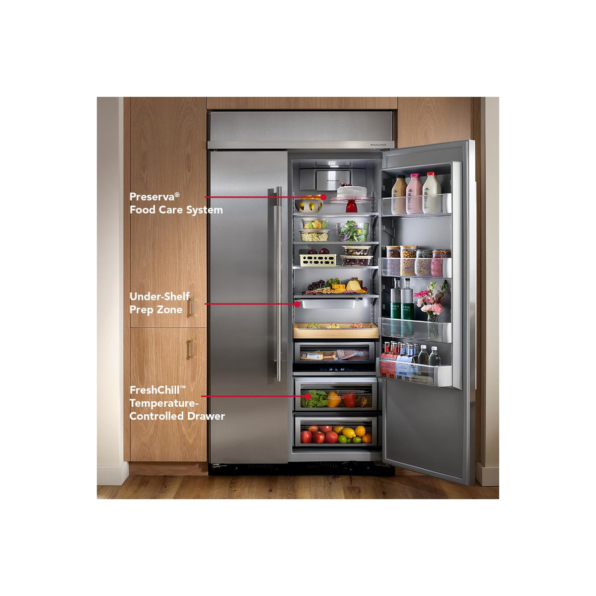 KitchenAid 42" 26.0 Cu. Ft. Juniper Built-In Side-by-Side Refrigerator - KBSN742SJP