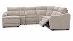 Madison 6-Piece Dual Power Reclining Sectional with Left-Facing Chaise - Beige front view with one power footrest extended