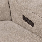 Madison 6-Piece Dual Power Reclining Sectional with Left-Facing Chaise - Beige close-up of built-in power controls beside the seat