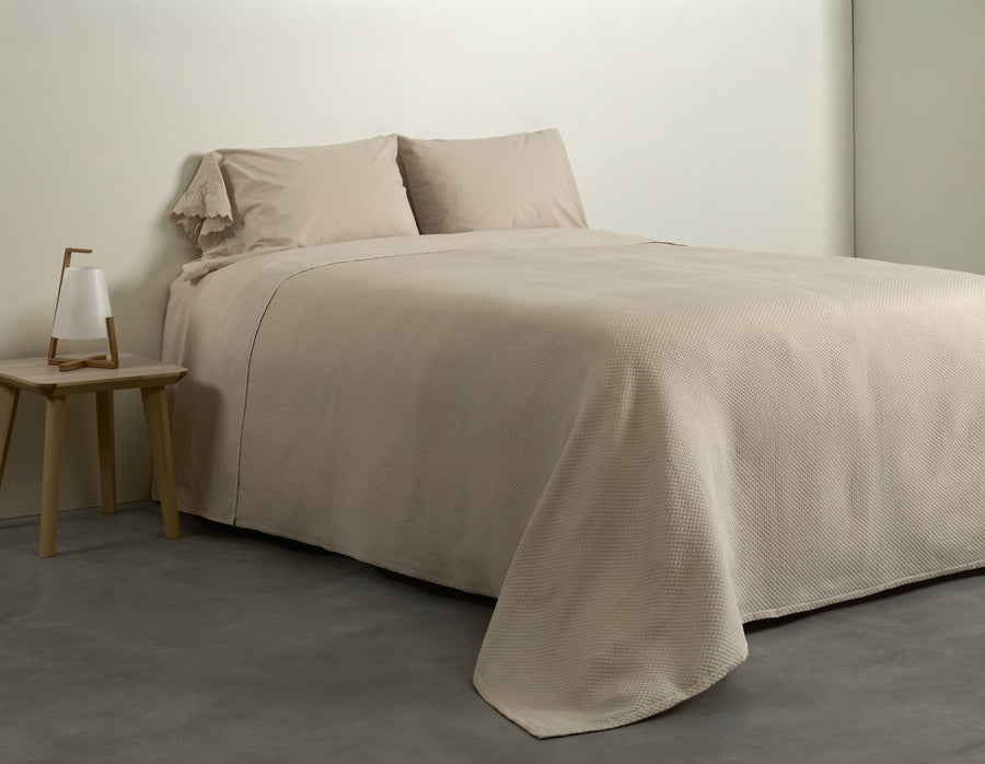 Cotton House Portugal Coverlet 90" x 90" - Diamante Beige