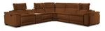 Ajax Leather 6-Piece Dual Power Reclining Sectional - Camel