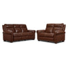 Conrad Leather Dual Power Reclining Sofa and Loveseat Set - Dark Brown