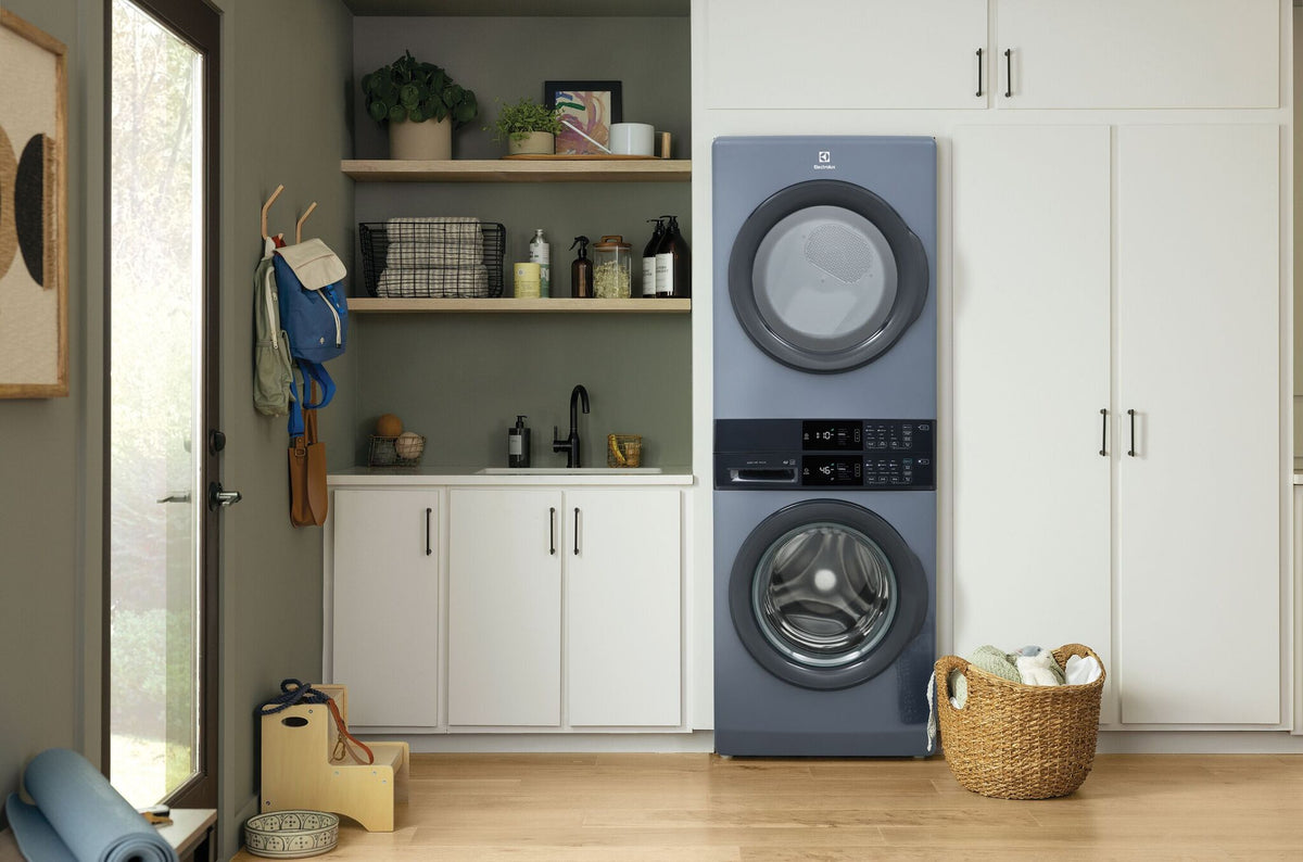 Electrolux Denim Blue Laundry Tower Single Unit Front Load Washer (5.1 Cu. Ft.) and Electric Dryer (8 Cu. Ft.) - ELTE730CAD