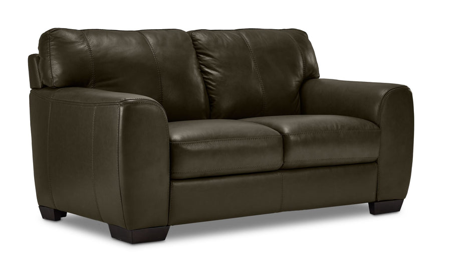 Halden Leather Loveseat - Forest Green