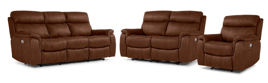 Haven Dual Power Reclining Sofa, Loveseat and Recliner Set - Mocha