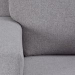 Jessica Sofa and Chair Set - Dove close-up showing soft woven upholstery on the arm, seat and back cushion