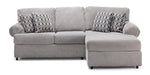 Jupiter 2-Piece Sectional with Right-Facing Chaise - Ash Grey front view with plush cushions and patterned pillows