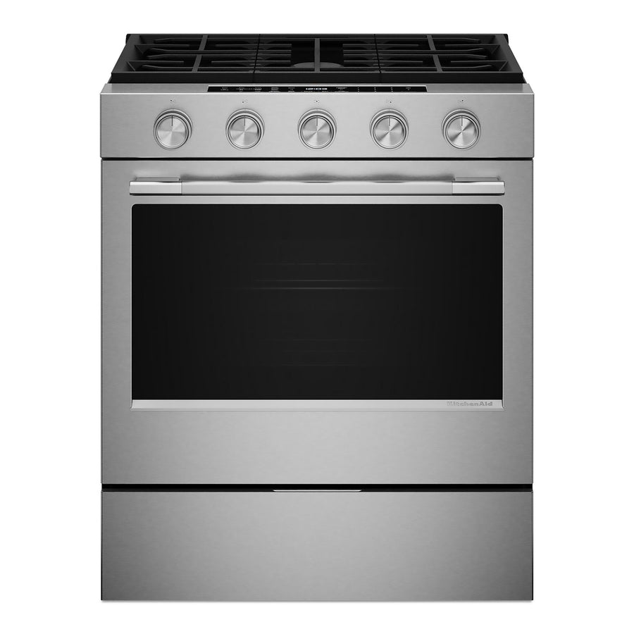 KitchenAid Fingerprint Resistant Stainless Steel Slide-In Gas Convection Range (5 cu.ft.) - KSGS530SPS
