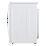 LG white front load electric dryer direct side profile view