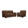 Maddox Leather Sofa and Chair Set - Cognac