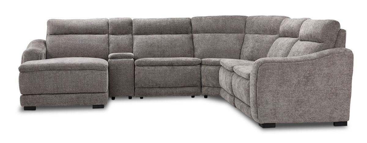 Madison 6-Piece Dual Power Reclining Sectional with Left-Facing Chaise - Brown