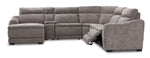 Madison 6-Piece Dual Power Reclining Sectional with Left-Facing Chaise - Brown