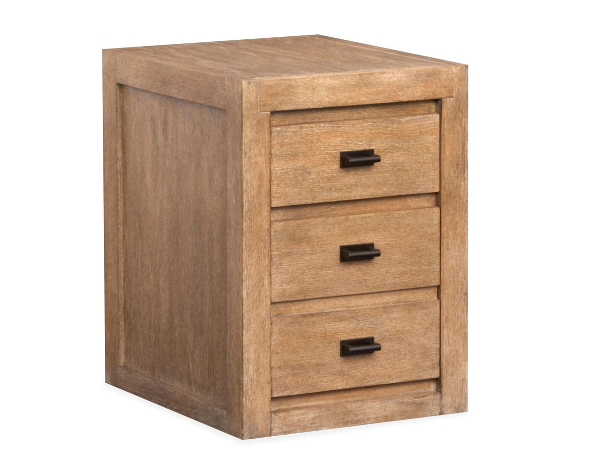 Plum Creek Sierra Brown filing cabinet with three drawers, casters and oil-rubbed bronze hardware