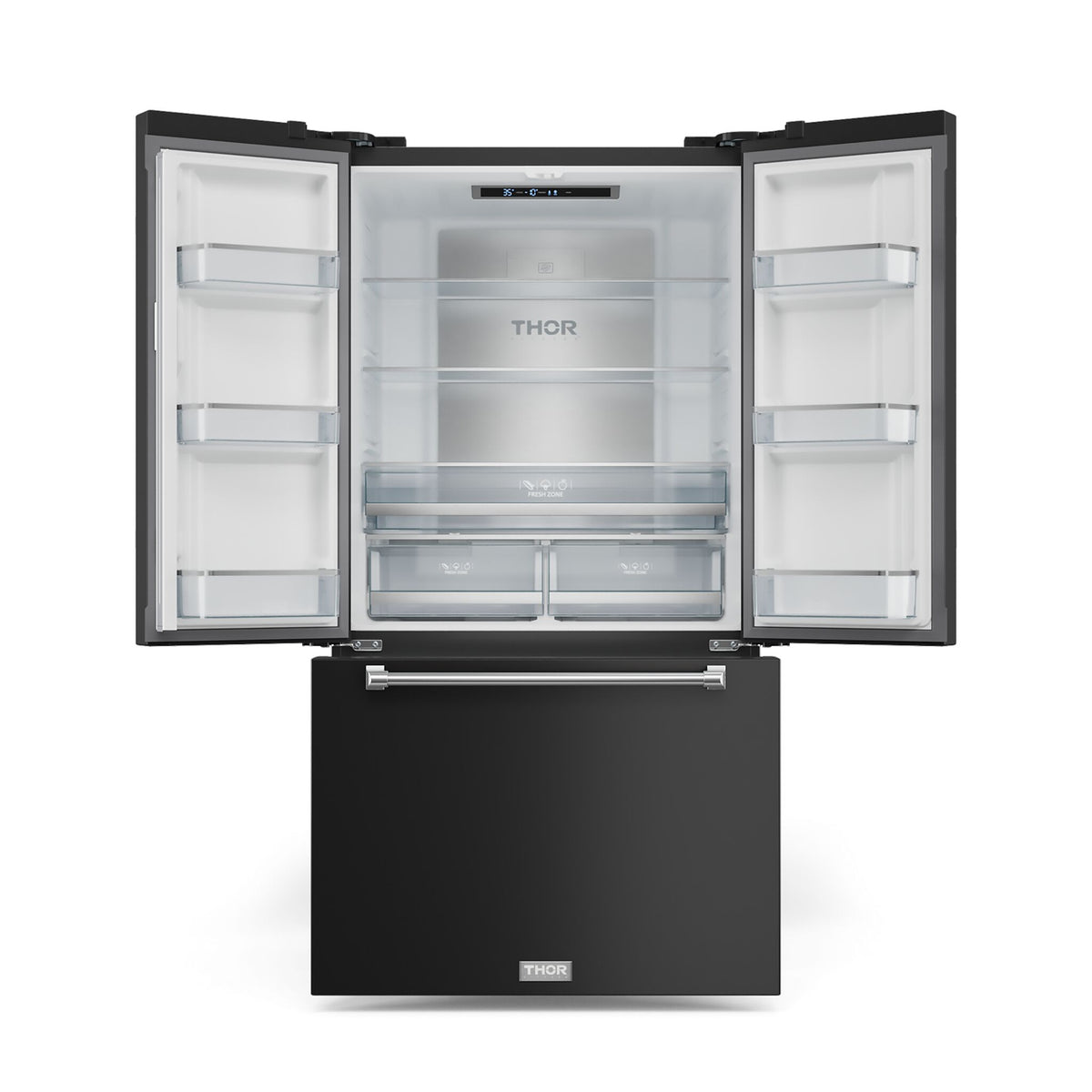 Thor Kitchen - Gordon Ramsay Collection 36" 20.3 Cu. Ft. Matte Black Counter-Depth French Door Refrigerator with Ice Maker - RF3621CTD00-SS